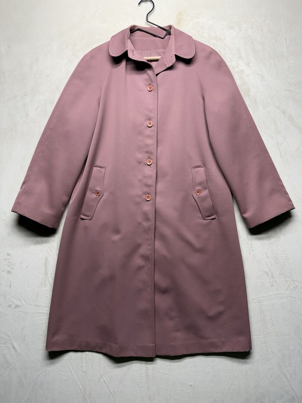 VTG 80s Forecaster Boston Trench Coat Women's M Pink Retro Woven Poly Raincoat - Picture 1 of 6